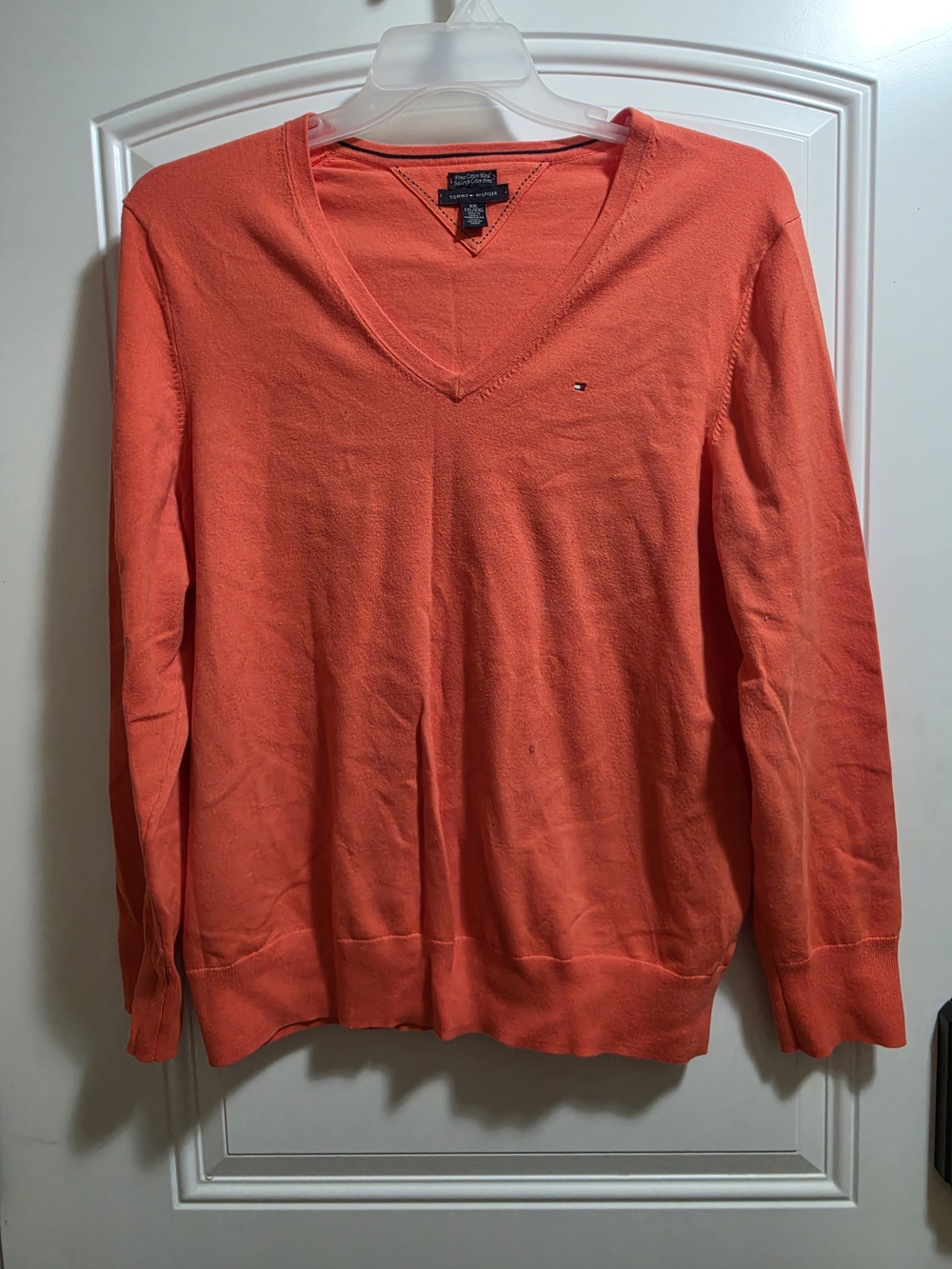 Tommy Hilfiger Women's V-Neck Sweater - Coral Orange